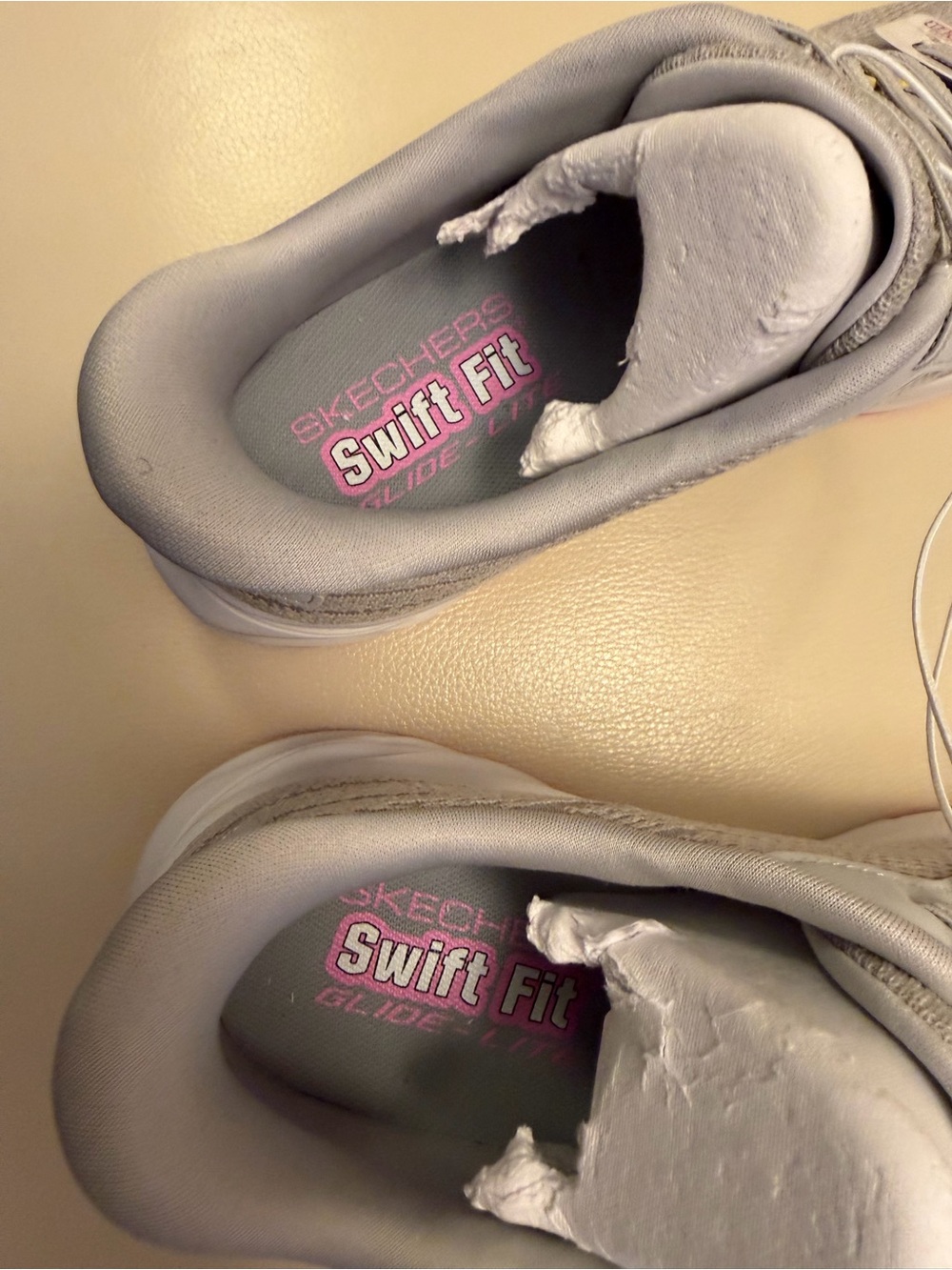 Skechers Women’s Light Gray Athletic Sneakers with Pink Accents - Picture 4 of 8